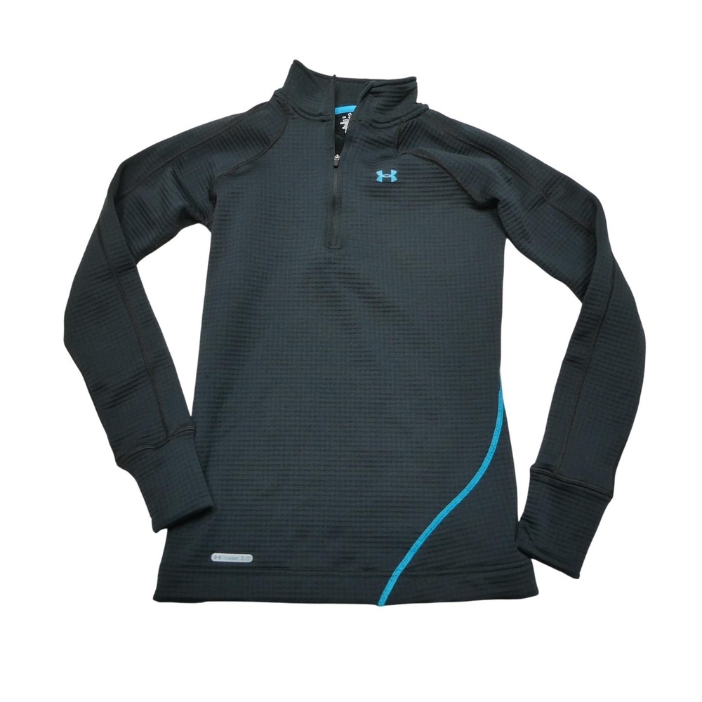 Under Armour Base 3.0 Pullover Womens Small Black 1/4 Zip Thermal Long Sleeve